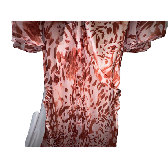 New Asos Pink Ruffle Animal Print Long Sleeve Maxi Dress Size (US)24 - Picture 11 of 14